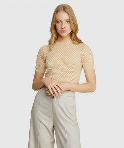 Oxford Eden Pointelle Knit Cinnamon