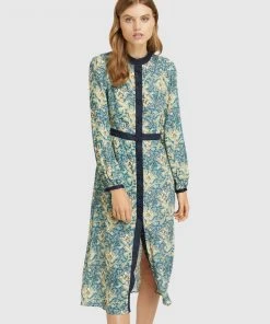 Oxford Seattle Floral Printed Dress Blue multi