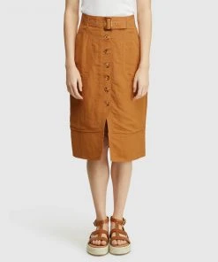Oxford Paz Belt Up Skirt Camel