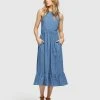 Oxford Cara Linen Dress Blue