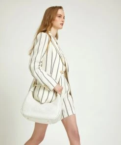 Oxford Lola Striped Linen Blend Jacket Ivory/blue