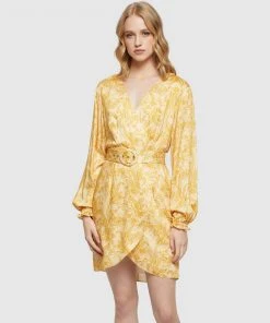 Oxford Trivia Tropical Print Dress Mustard