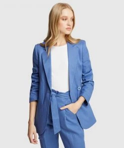 Oxford Raffi Linen Jacket Blue