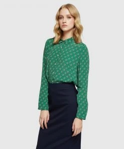 Oxford Poppy Geo Spot Printed Blouse Green -Deals The Style Setters Store http3A2F2Fstatic.theiconic.com .au2Fp2Foxford 1217 7618111 2