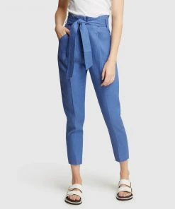 Oxford Sloane Linen Paperbag Pants Blue