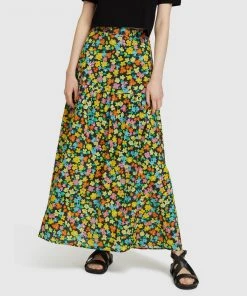 Oxford Olivia Blk Ditzy Floral Maxi Skirt Black multi