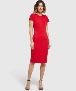 Oxford Magnolia Ponti Zip Dress Raspberry