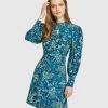 Oxford Baker Floral Print Dress Blue/green