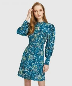 Oxford Baker Floral Print Dress Blue/green