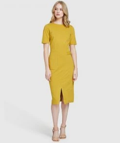 Oxford Roxy Ponti Dress Mustard