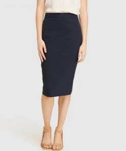Oxford Peggy Wool Stretch Suit Skirt Navy