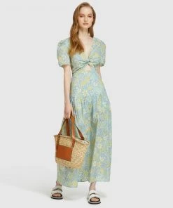 Oxford Paloma Cotton Maxi Dress Blue/sage