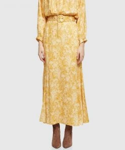 Oxford Riches Tropical Print Skirt Mustard
