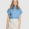 Oxford Ariela High Collar Blouse French blue