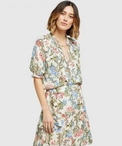 Oxford Isabel Chintz Print Top Sand/Multi