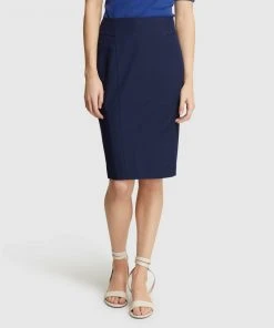 Oxford Monroe Stretch Eco Suit Skirt Navy