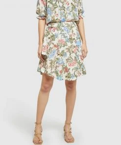 Oxford Mariella Chintz Print Skirt Sand/Multi