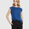 Oxford Skylar Woven Front T-shirt Deep Blue