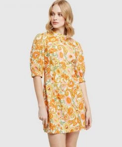 Oxford Corelia Retro Floral Mini Dress Pink/Green Multi