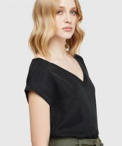 Oxford Inga Woven Front T-shirt Black -Deals The Style Setters Store http3A2F2Fstatic.theiconic.com .au2Fp2Foxford 2145 4532911 4