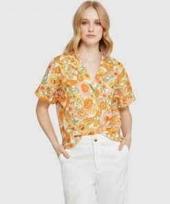 Oxford Pippa Retro Floral Shirt Pink/Green Multi