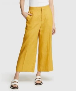 Oxford Lacie Linen Culottes Mustard