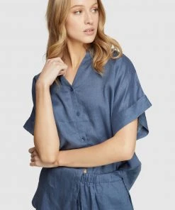 Oxford Cara Pure Linen Shirt Blue -Deals The Style Setters Store http3A2F2Fstatic.theiconic.com .au2Fp2Foxford 2462 0983141 4