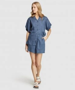 Oxford Cara Pure Linen Shirt Blue -Deals The Style Setters Store http3A2F2Fstatic.theiconic.com .au2Fp2Foxford 2464 0983141 5