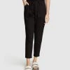 Oxford Sloane Stretch Cotton Paperbag Pants Black