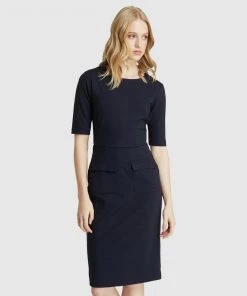 Oxford Giselle Ponti Dress Indigo