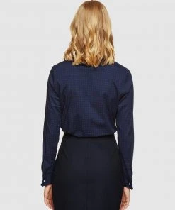 Oxford Angel F/c Spot Stretch Shirt Navy -Deals The Style Setters Store http3A2F2Fstatic.theiconic.com .au2Fp2Foxford 2666 0716901 3