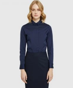 Oxford Angel French Cuff Stretch Shirt Blue