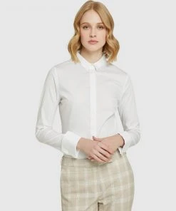 Oxford Angel French Cuff Stretch Shirt White