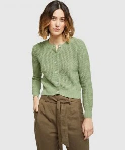 Oxford Samara Pointelle Cardigan Green