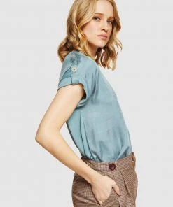 Oxford Liza Button Tap T-shirt Light petrol -Deals The Style Setters Store http3A2F2Fstatic.theiconic.com .au2Fp2Foxford 2768 2967901 4