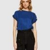 Oxford Liza Button Tap T-shirt Blue