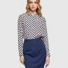 Oxford Poppy Butterfly Geo Printed Blouse Navy