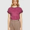 Oxford Liza Button Tap T-shirt Plum