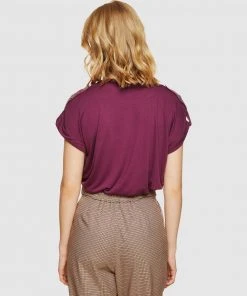 Oxford Liza Button Tap T-shirt Plum -Deals The Style Setters Store http3A2F2Fstatic.theiconic.com .au2Fp2Foxford 2946 0848901 3