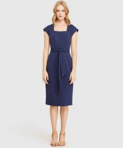 Oxford Belinda Ponti Dress Petrol Blue