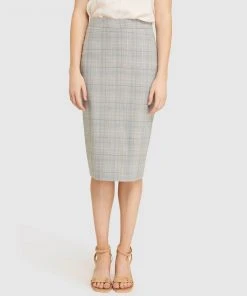 Oxford Peggy Eco Check Suit Skirt Grey/Blue
