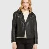Oxford Zoe Boxy Leather Jacket Black