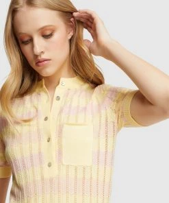 Oxford Lara Pointelle Cotton Knit Lemon