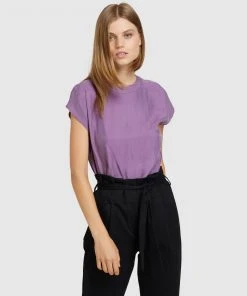 Oxford Lauren Woven Front Top Grape jam