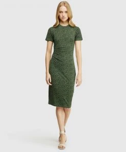 Oxford Hartley Animal Printed Jersey Dress Black/Green