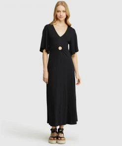 Oxford Florence Keyhole Knit Maxi Dress Black