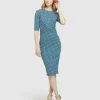 Oxford Annie Geo Printed Knit Dress Blue