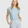 Oxford Skylar Woven Front T-Shirt Smokey Blue