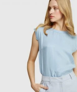 Oxford Skylar Woven Front T-Shirt Smokey Blue -Deals The Style Setters Store http3A2F2Fstatic.theiconic.com .au2Fp2Foxford 3752 3786641 4