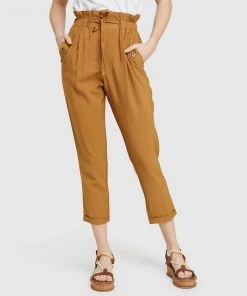 Oxford Olive Drawstring Viscose Pants Dark Mustard